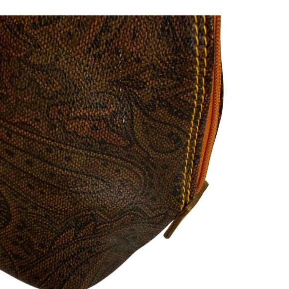 Pierre Balmain Vintage Dome Satchel Brown Paisley Printed Leather Handbag - Picture 13 of 14